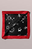 A116 Kadın Yıldız Desenli Bandana 55x55 Siyah Beyaz DG0405-22