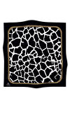 % 57 İPEK % 43 VİSKON Twill Taş Desenli Siyah - Krem Renkli 90x90 Eşarp Dikim Şekli: El Dikişi