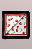 B79 Kadın Kiraz Desenli Bandana 50x50 Kırmızı DG0205-22 Snz