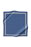 % 57 İPEK % 43 VİSKON Twill İpek Leopar Desenli İndigo - Krem Renkli 90x90 Eşarp Dikim Şekli : El Dikişi