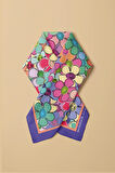 E15 Kadın Çiçek Desenli Bandana 50x50 Mor DG0137-22