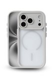 iPhone 17 Pro Max Uyumlu Kamera Korumalı Magsafe Wireless Şarj Özellikli Mat Silikon Gri renkli Silikon Telefon Kılıfı