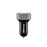 BlitzPower Çift USB Çıkışlı 2.4A Universal Hızlı Araç Şarj Cihazı Gümüş
