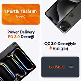 Juo 20W GaN USB-C Şarj Aleti iPhone & iPad & Android Uyumlu PD QC4.0 Type-C Hızlı Şarj Cihazı Siyah
