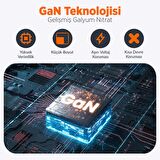 Juo 35W GaN USB-C + USB-A Şarj Aleti iPhone & iPad & Samsung PPS Uyumlu PD QC4.0 Type-C Hızlı Şarj Cihazı Siyah