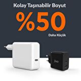 Juo 65W GaN USB-C + USB-A Şarj Aleti iPhone & iPad & Macbook & Notebook Uyumlu PD Type-C Hızlı Şarj Cihazı Siyah