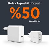 Juo 65W USB-C + USB-A 3 Portlu GaN Şarj Aleti iPhone & Macbook & Notebook Uyumlu PD Type-C Hızlı Şarj Cihazı Beyaz