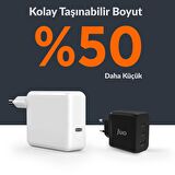 Juo 65W USB-C + USB-A 3 Portlu GaN Şarj Aleti iPhone & Macbook & Notebook Uyumlu PD Type-C Hızlı Şarj Cihazı Siyah