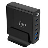 Juo 140W GaN PD 3.1 Masaüstü Hızlı Şarj Cihazı 3 Type-C + 2 USB-A iPhone & MacBook & Laptop Uyumlu Şarj Aleti