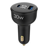 Juo 30W Led Ekranlı Type-C + USB-A Araç Şarj Aleti iPhone & Android & Tablet Araç içi Şarj Cihazı