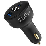 Juo 100W Led Ekranlı Type-C + USB-A Araç Şarj Aleti iPhone & Android & Notebook Araç içi Şarj Cihazı