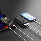 Juo 20000mAh 22.5W Dijital Led Ekranlı Taşınabilir Hızlı Şarj Cihazı Powerbank Siyah