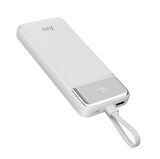 Juo 10000mAh 22.5W Led Ekranlı Lightning ve Type-C Kablolu Powerbank Taşınabilir Hızlı Şarj Cihazı Beyaz
