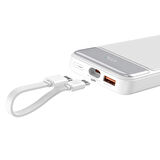 Juo 10000mAh 22.5W Led Ekranlı Lightning ve Type-C Kablolu Powerbank Taşınabilir Hızlı Şarj Cihazı Beyaz