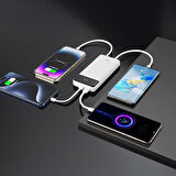 Juo 10000mAh 22.5W Led Ekranlı Lightning ve Type-C Kablolu Powerbank Taşınabilir Hızlı Şarj Cihazı Beyaz