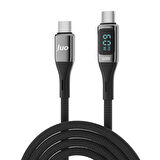Juo 60W Dijital Led Ekranlı Örgülü USB Type-C to Type-C Hızlı Şarj ve Data Kablosu 2 Metre
