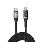 Juo 60W Dijital Led Ekranlı Örgülü USB Type-C to Type-C Hızlı Şarj ve Data Kablosu 2 Metre