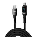 Juo 100W 5A QC4.0 Dijital Led Ekranlı E-Mark Çipli USB PD Type-C Hızlı Şarj ve Data Kablosu 1 Metre