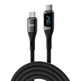Juo 240W Dijital Led Ekranlı E-Mark Çipli PD 3.1 USB Type-C to Type-C Hızlı Şarj ve Data Kablosu 1 Metre