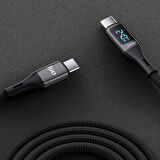 Juo 240W Dijital Led Ekranlı E-Mark Çipli PD 3.1 USB Type-C to Type-C Hızlı Şarj ve Data Kablosu 1 Metre