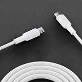 Juo 60W USB Type-C to Type-C Silikon Hızlı Şarj ve Data Kablosu Beyaz 1 Metre