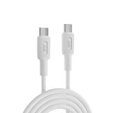 Juo 60W USB Type-C to Type-C Silikon Hızlı Şarj ve Data Kablosu Beyaz 1 Metre