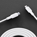 Juo 27W USB Type-C to Lightning iPhone iPad Silikon Hızlı Şarj ve Data Kablosu Beyaz 2 Metre