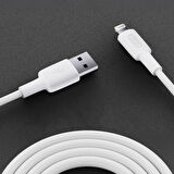 Juo 12W 2.4A USB-A to Lightning iPhone iPad Silikon Hızlı Şarj ve Data Kablosu Beyaz 2 Metre