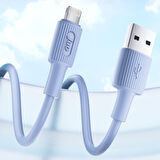 Juo 12W 2.4A USB-A to Lightning iPhone iPad Silikon Hızlı Şarj ve Data Kablosu Mavi 1 Metre