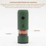 Pizen Windmill USB Şarjlı Otomatik Baharat Öğütücü LED Işıklı Ayarlanabilir Tuz Karabiber Değirmeni
