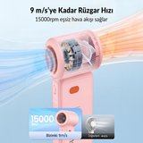 Warmco H1 15000 RPM Turbo El Vantilatörü 5000 mAh Şarjlı Dijital Göstergeli Mini Soğutucu Fan Pembe