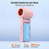 Warmco H1 15000 RPM Turbo El Vantilatörü 5000 mAh Şarjlı Dijital Göstergeli Mini Soğutucu Fan Pembe