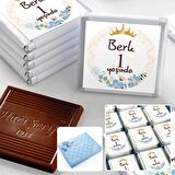 1 Yaş İsme Özel Erkek Bebek 72 Adet Madlen Çikolata Sunum Kutulu