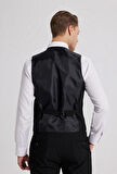 D'S Damat Slim Fit Siyah Mono Yaka Çift Yırtmaçlı Astarlı Takim Elbise Yelekli 4HFY5ORT01599