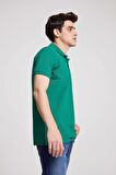 Ds Damat Regular Fit Yeşil Pike Dokulu %100 Pamuk Kıvrılmaz Polo Yaka Nakışlı T-Shirt 4HC14ORT51000 4HC14ORT51000