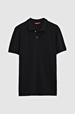 Ds Damat Regular Fit Siyah Pike Dokulu %100 Pamuk Kıvrılmaz Polo Yaka Nakışlı T-Shirt 6HC14ORT51000 6HC14ORT51000