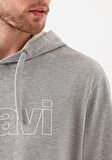 Mavi Logo Baskılı Kapüşonlu Gri Sweatshirt 065606-28387