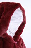 Babyhola Kız Bebek Çocuk Pamuk Astarlı Külah Kapüşonlu Peluş Kaban Kışlık 13622