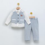 Babydola 1-5 Yaş Papyon Yelek Gömlek Pantolon Bayramlık Çocuk Takım Elbise 4'lü Set 15054