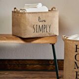 OCEAN HOME Baskılı Jüt Dikdörtgen Sepet //42x31X25