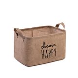 OCEAN HOME Choose Happy Baskılı Jüt Sepet //30x21x18