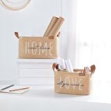 OCEAN HOME Love Baskılı Dikdörtgen Jüt Sepet //24x17x14