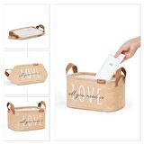 OCEAN HOME Love Baskılı Dikdörtgen Jüt Sepet //24x17x14
