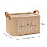 OCEAN HOME Home Sweet Home Baskılı Dikdörtgen Jüt Sepet //30x21x18