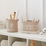 Ocean Home Bej Joy Baskılı Dikdörtgen Sepet //24x17x14