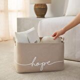 Ocean Home Bej Hope Baskılı Dikdörtgen Sepet //42x31x25