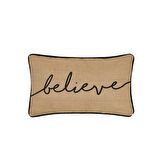 Ocean Home Believe Baskılı Naturel Jüt Kırlent Kılıfı //50x30