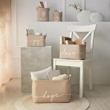 Ocean Home 3'lü Bej Renk Baskılı Sepet Set
