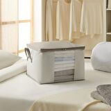 Ocean Home Orta Boy Pvc Pencereli Stuff&Things Gri Çizgili Hurç // 45x40x30