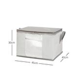 Ocean Home Orta Boy Pvc Pencereli Stuff&Things Gri Çizgili Hurç // 45x40x30